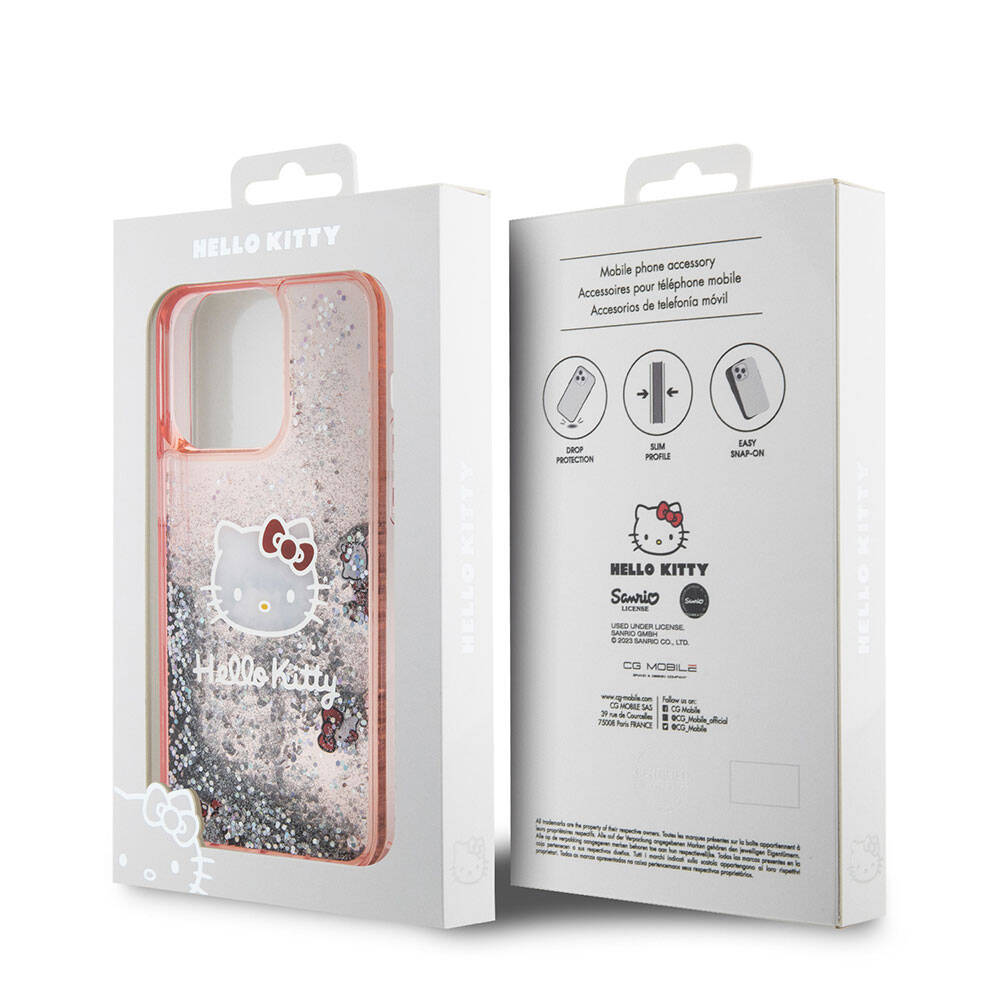 Hello Kitty iPhone 15 Pro Max Orjinal Lisanslı İkonik Sıvılı Glitter Telefon Kılıfı
