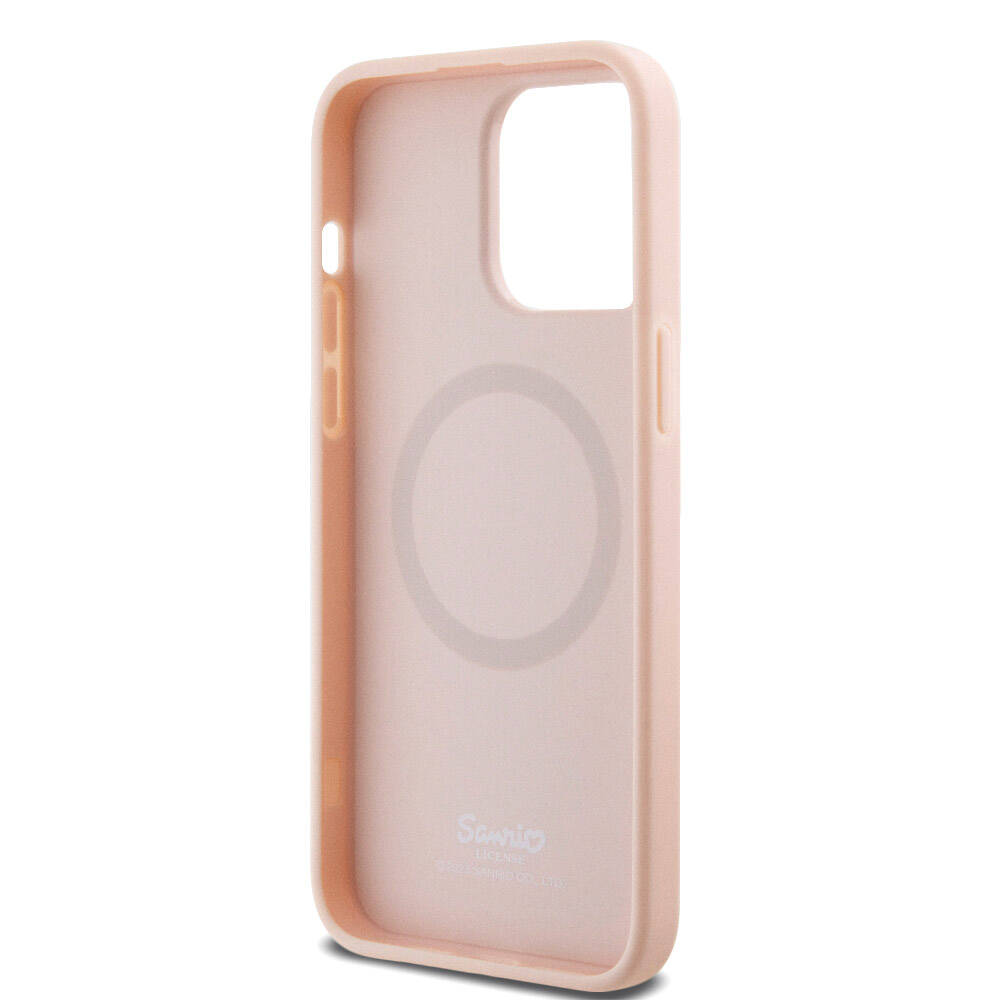 Hello Kitty iPhone 15 Pro Max Orjinal Lisanslı M-safe Şarj Özellikli Baskı Logolu Uyuyan Kitty Deri Kılıf