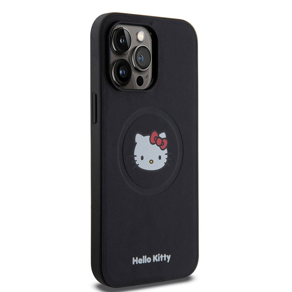 Hello Kitty iPhone 15 Pro Max Orjinal Lisanslı M-safe Şarj Özellikli Kitty Head Deri Kılıf