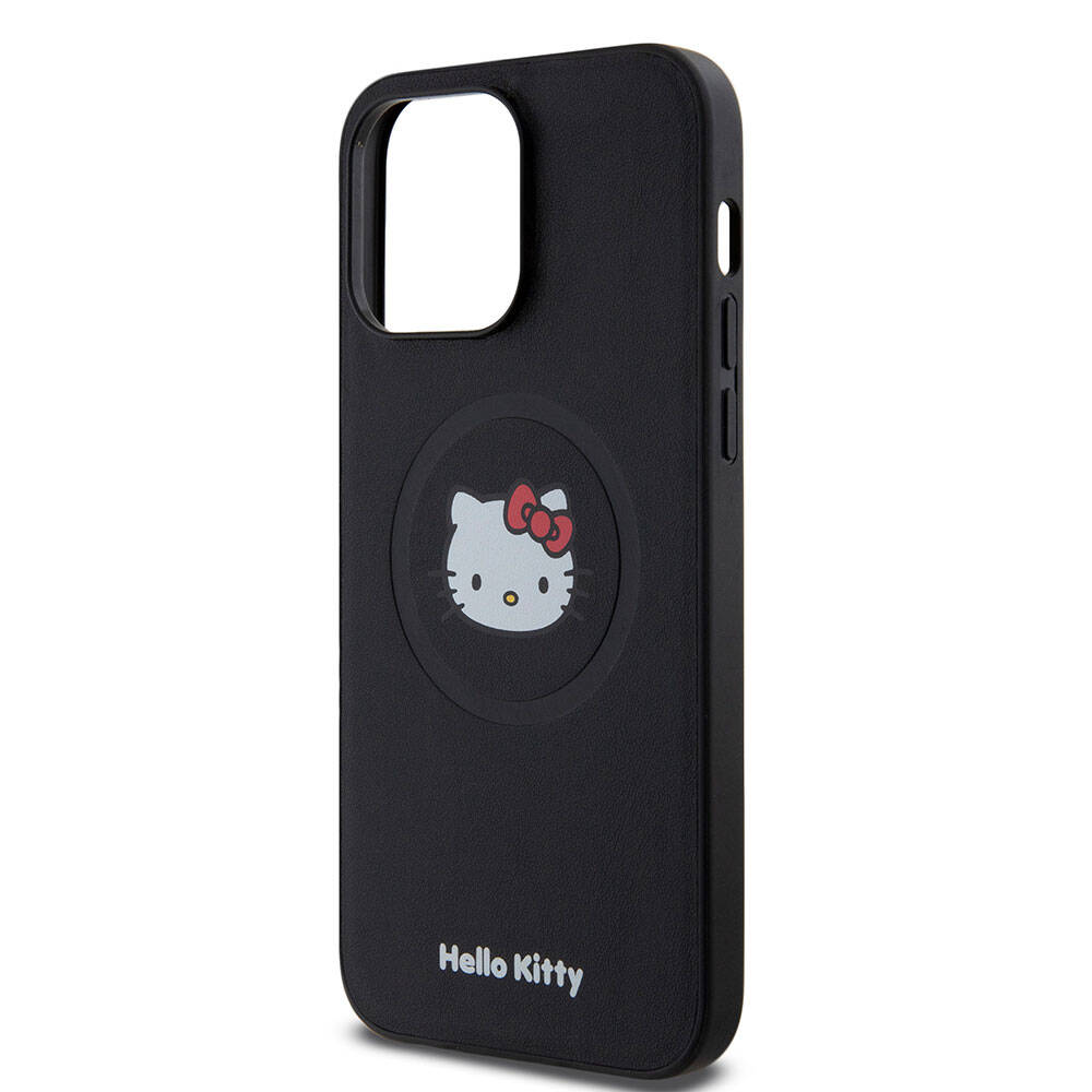 Hello Kitty iPhone 15 Pro Max Orjinal Lisanslı M-safe Şarj Özellikli Kitty Head Deri Kılıf