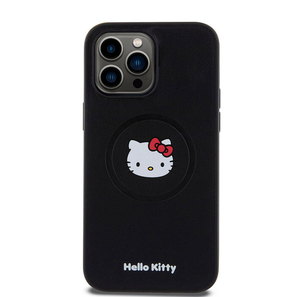 Hello Kitty iPhone 15 Pro Max Orjinal Lisanslı M-safe Şarj Özellikli Kitty Head Deri Kılıf