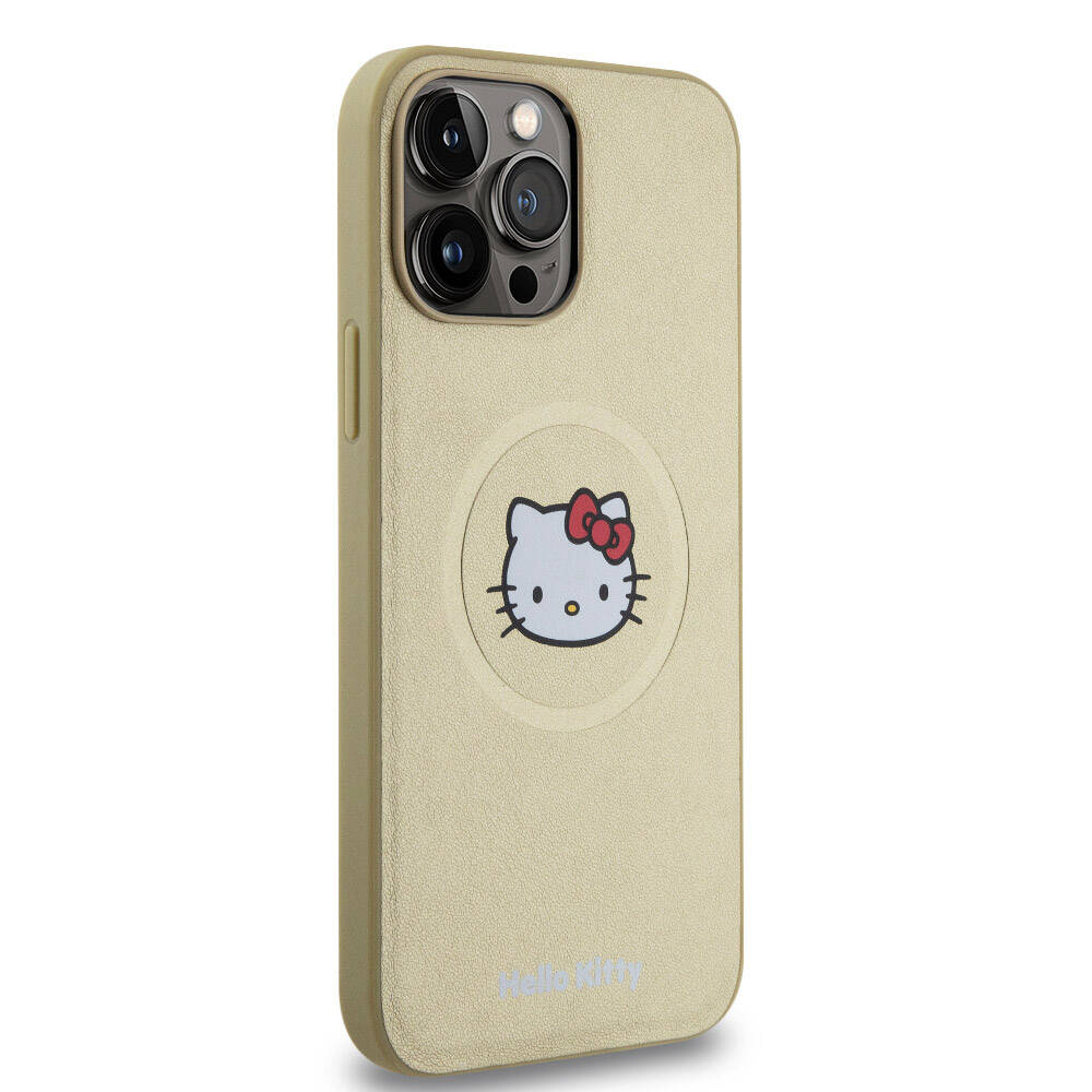 Hello Kitty iPhone 15 Pro Max Orjinal Lisanslı M-safe Şarj Özellikli Kitty Head Deri Kılıf