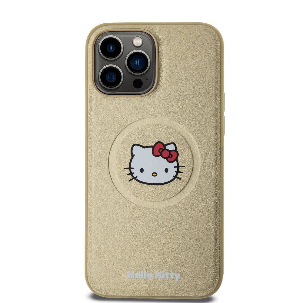 Hello Kitty iPhone 15 Pro Max Orjinal Lisanslı M-safe Şarj Özellikli Kitty Head Deri Kılıf