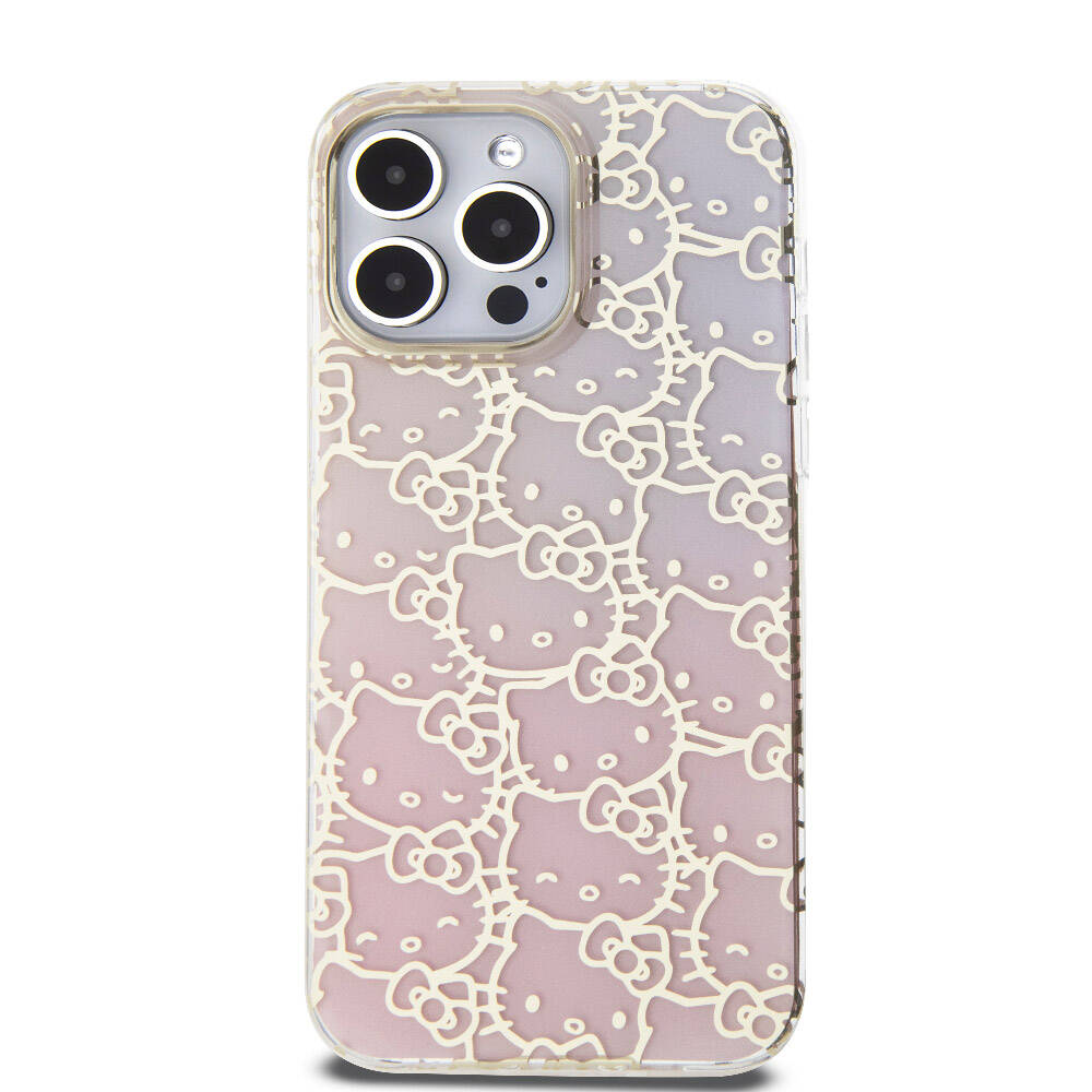 Hello Kitty iPhone 15 Pro Max Orjinal Lisanslı Renk Geçişli Elektroplating Kaplama Kitty Head Desenli Kılıf