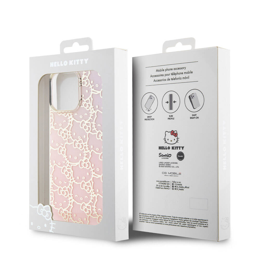 Hello Kitty iPhone 15 Pro Max Orjinal Lisanslı Renk Geçişli Elektroplating Kaplama Kitty Head Desenli Kılıf