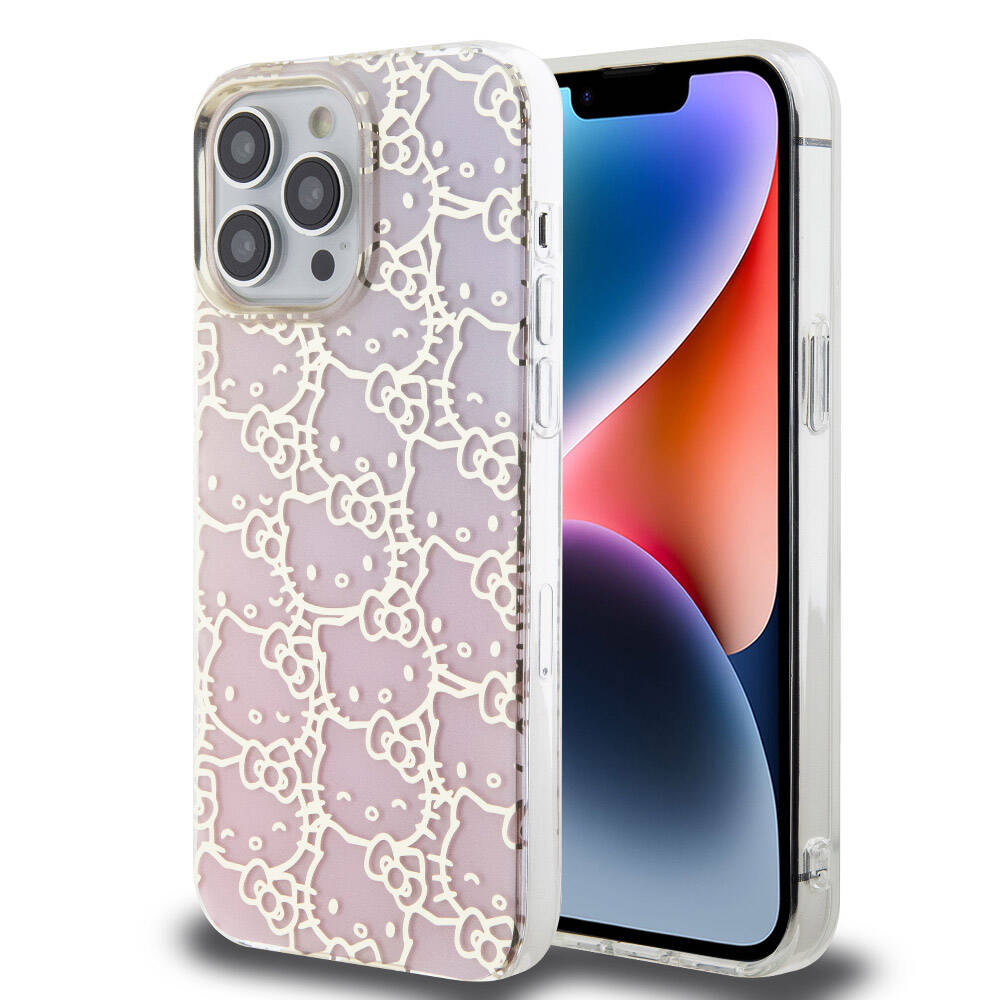 Hello Kitty iPhone 15 Pro Max Orjinal Lisanslı Renk Geçişli Elektroplating Kaplama Kitty Head Desenli Kılıf