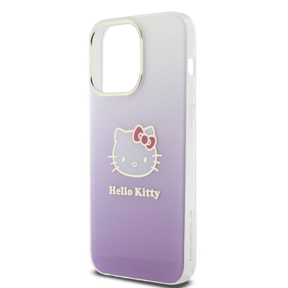 Hello Kitty iPhone 15 Pro Max Orjinal Lisanslı Yazı ve İkonik Logolu Elektroplating Kaplama Gradyan Kılıf