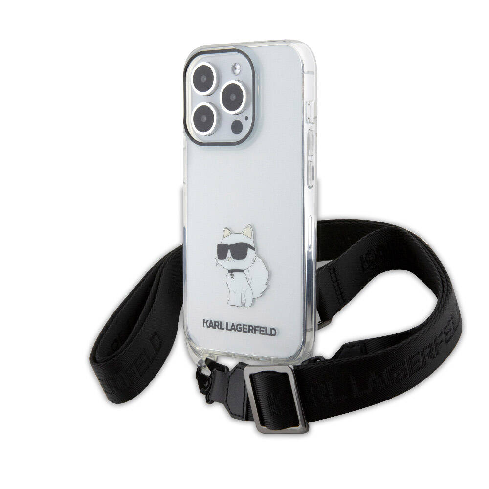 Karl Lagerfeld iPhone 15 Pro Max Orjinal Lisanslı Boyun Askılı Choupette İkonik Crossbody Telefon Kılıfı - 1