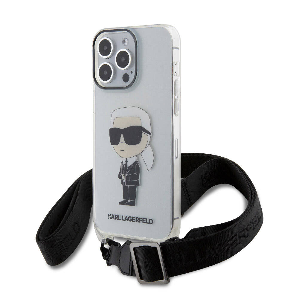 Karl Lagerfeld iPhone 15 Pro Max Kılıf Orjinal Lisanslı Boyun Askılı Karl İkonik Crossbody Telefon Kılıfı - 1