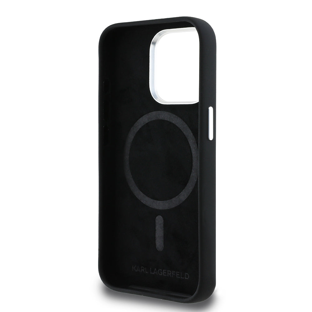 Karl Lagerfeld iPhone 15 Pro Max Orjinal Lisanslı Karl & Choupette Sketch Logo Sililkon Kılıf