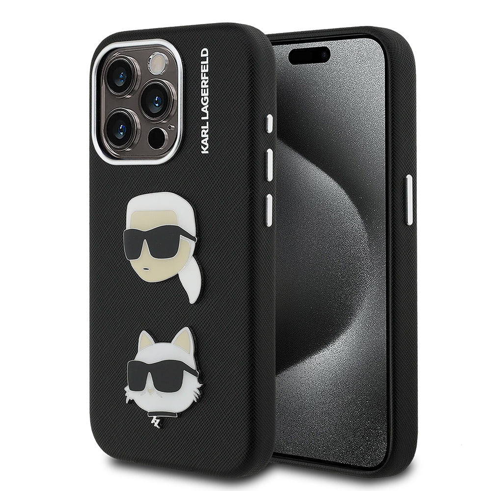 Karl Lagerfeld iPhone 15 Pro Max Orjinal Lisanslı K&C Heads Pin Telefon Kılıfı