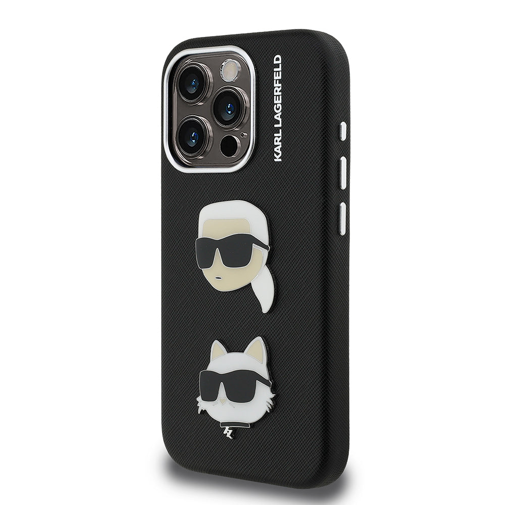 Karl Lagerfeld iPhone 15 Pro Max Orjinal Lisanslı K&C Heads Pin Telefon Kılıfı