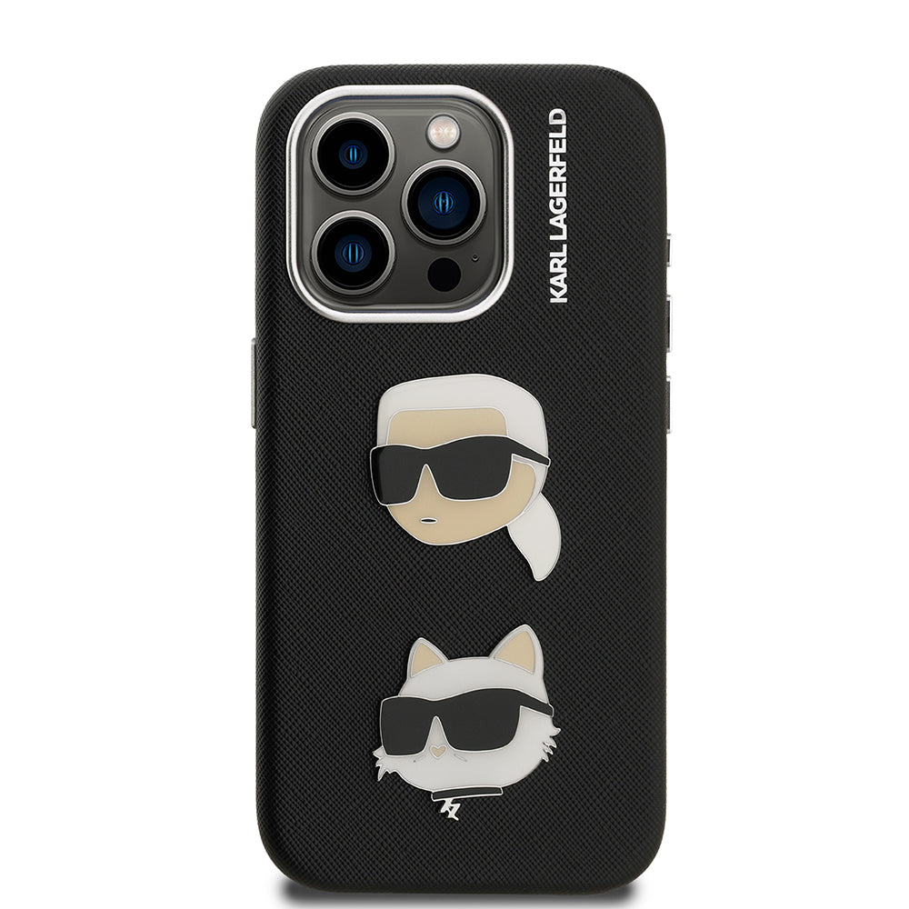 Karl Lagerfeld iPhone 15 Pro Max Orjinal Lisanslı K&C Heads Pin Telefon Kılıfı