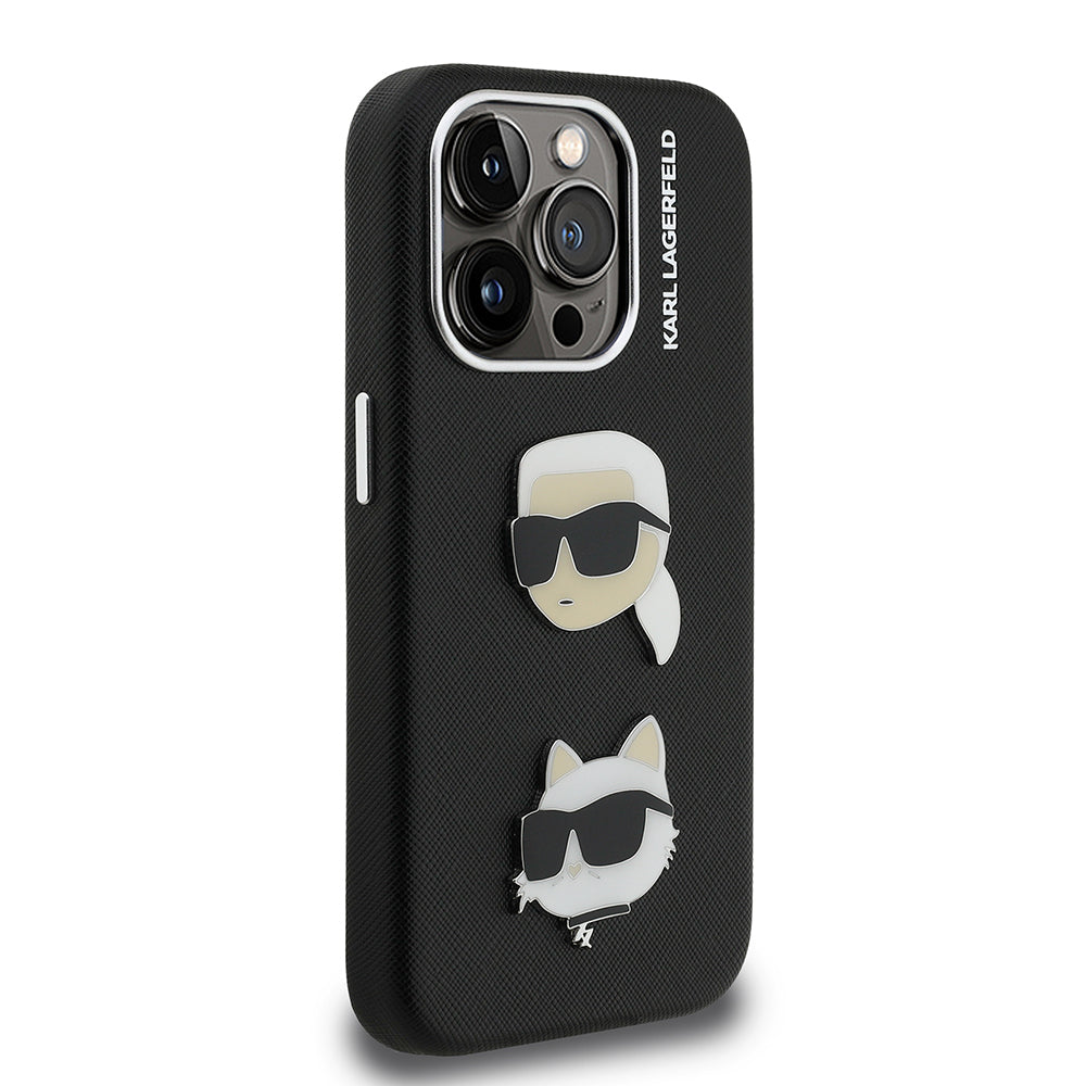 Karl Lagerfeld iPhone 15 Pro Max Orjinal Lisanslı K&C Heads Pin Telefon Kılıfı