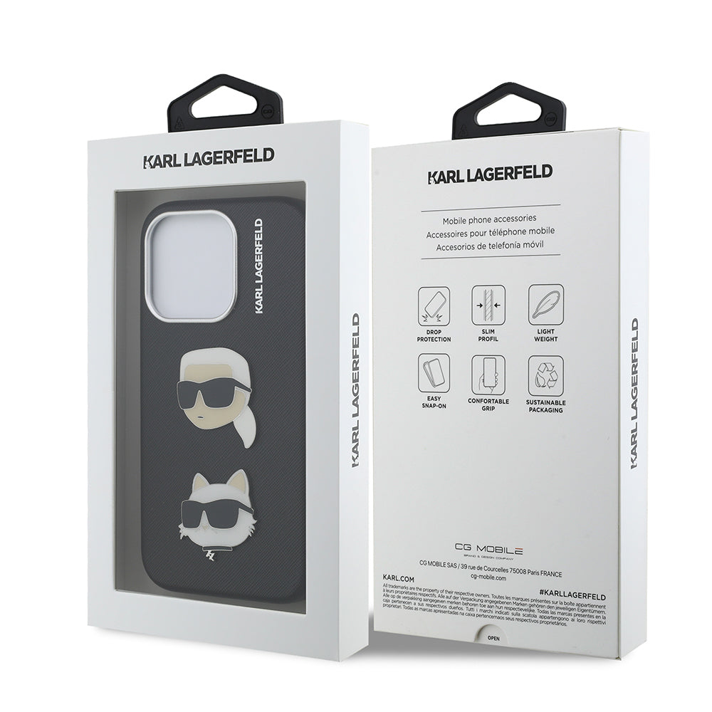 Karl Lagerfeld iPhone 15 Pro Max Orjinal Lisanslı K&C Heads Pin Telefon Kılıfı
