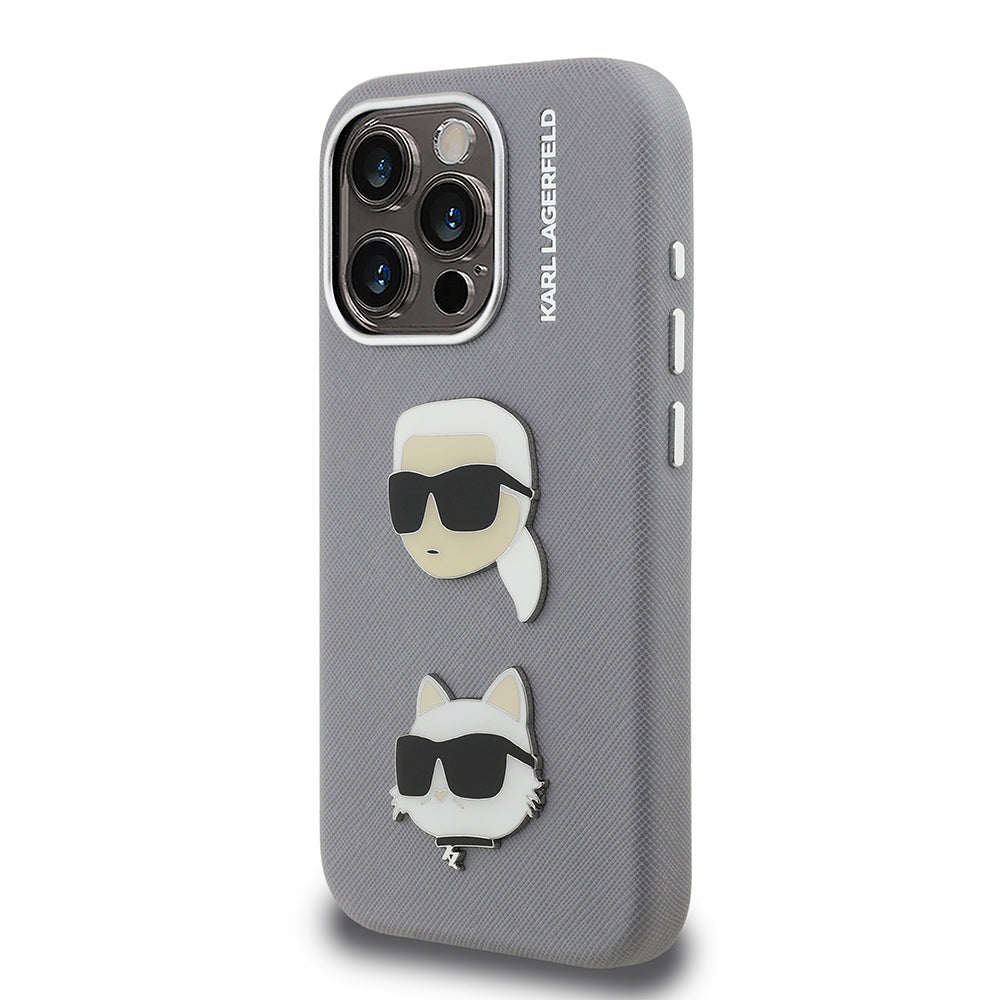 Karl Lagerfeld iPhone 15 Pro Max Orjinal Lisanslı K&C Heads Pin Telefon Kılıfı