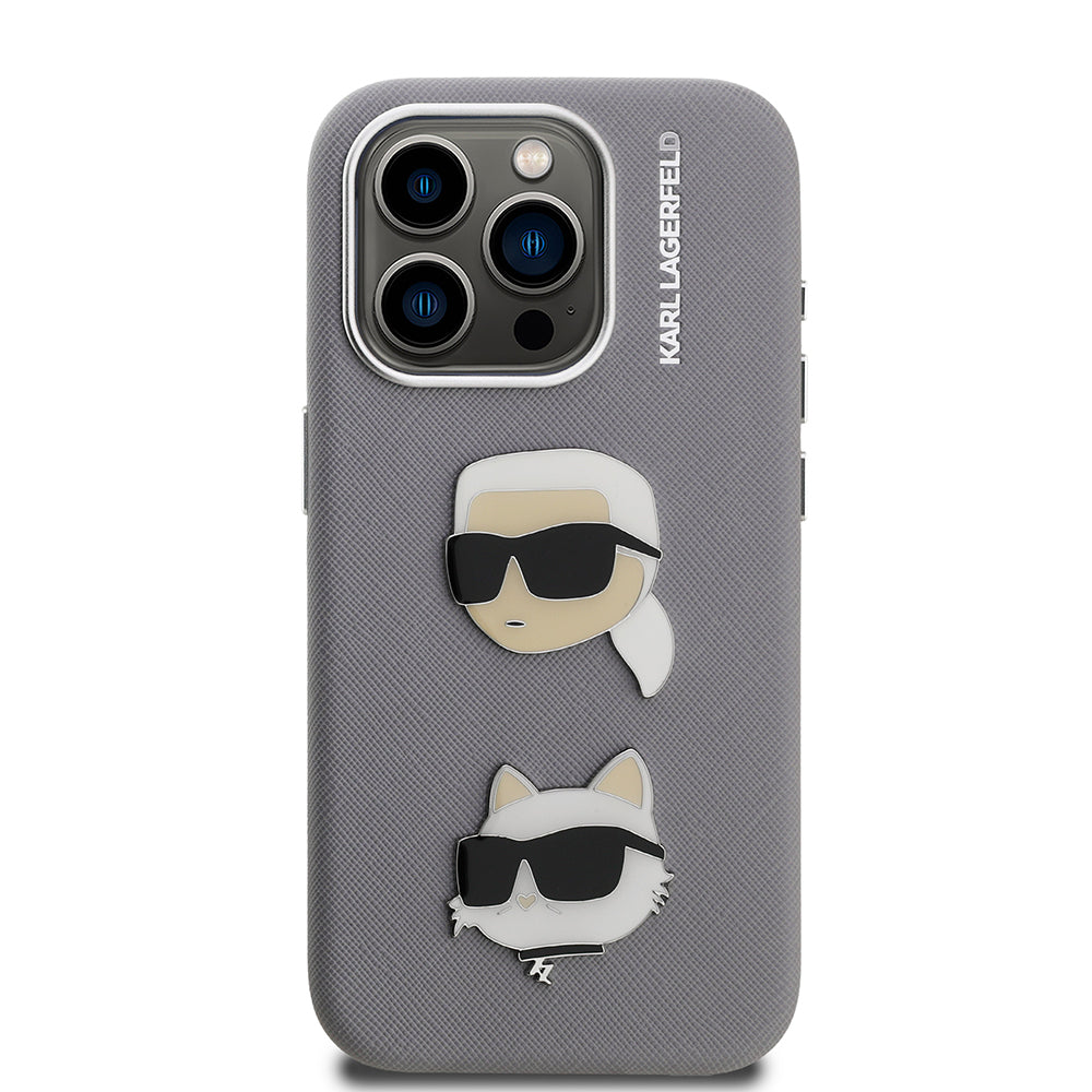 Karl Lagerfeld iPhone 15 Pro Max Orjinal Lisanslı K&C Heads Pin Telefon Kılıfı