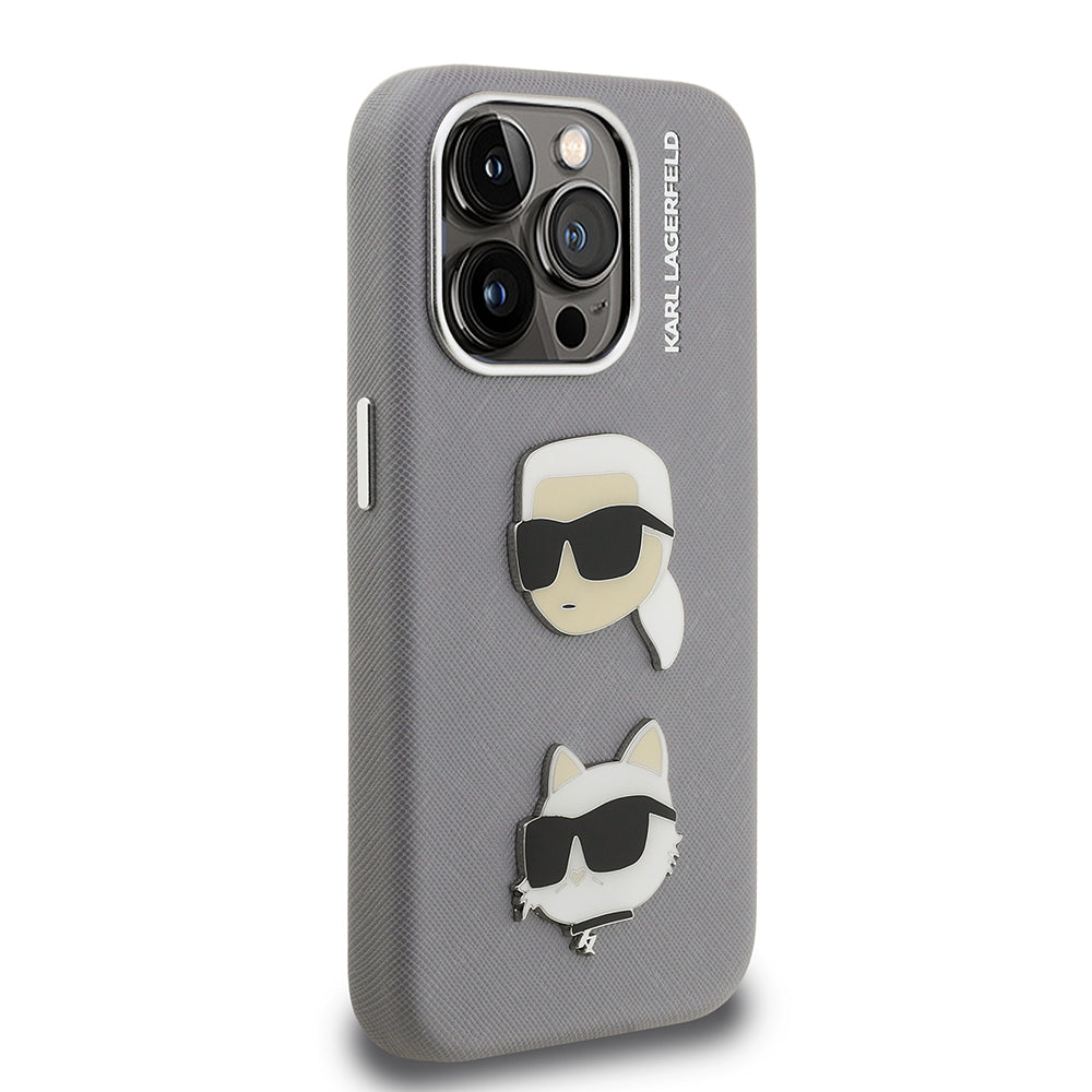 Karl Lagerfeld iPhone 15 Pro Max Orjinal Lisanslı K&C Heads Pin Telefon Kılıfı