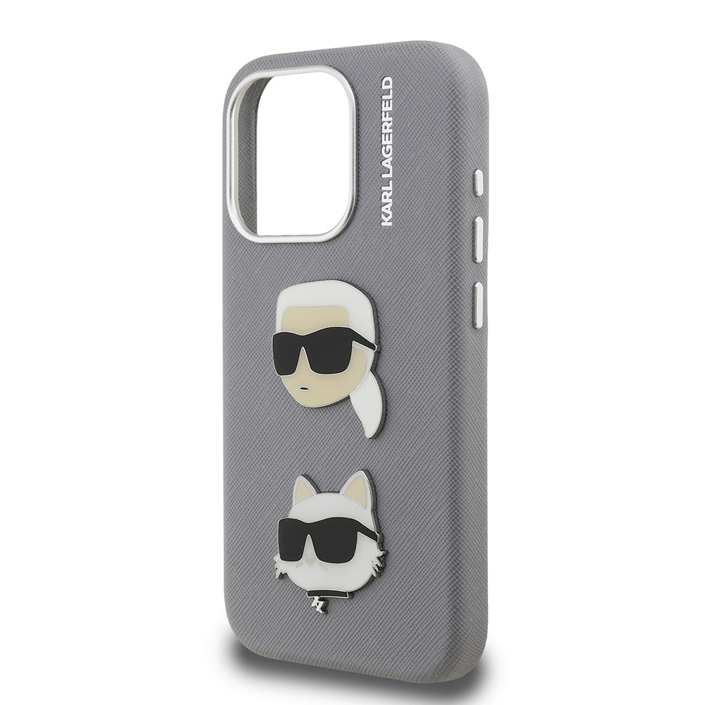 Karl Lagerfeld iPhone 15 Pro Max Orjinal Lisanslı K&C Heads Pin Telefon Kılıfı
