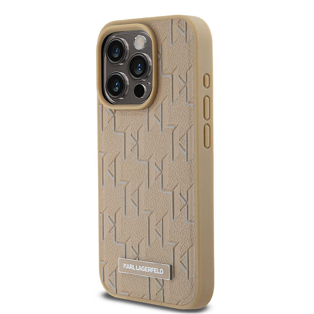 Karl Lagerfeld iPhone 15 Pro Max Orjinal Lisanslı M-safe Şarj Özellikli KL Yazılı Hot Stamp Kılıf