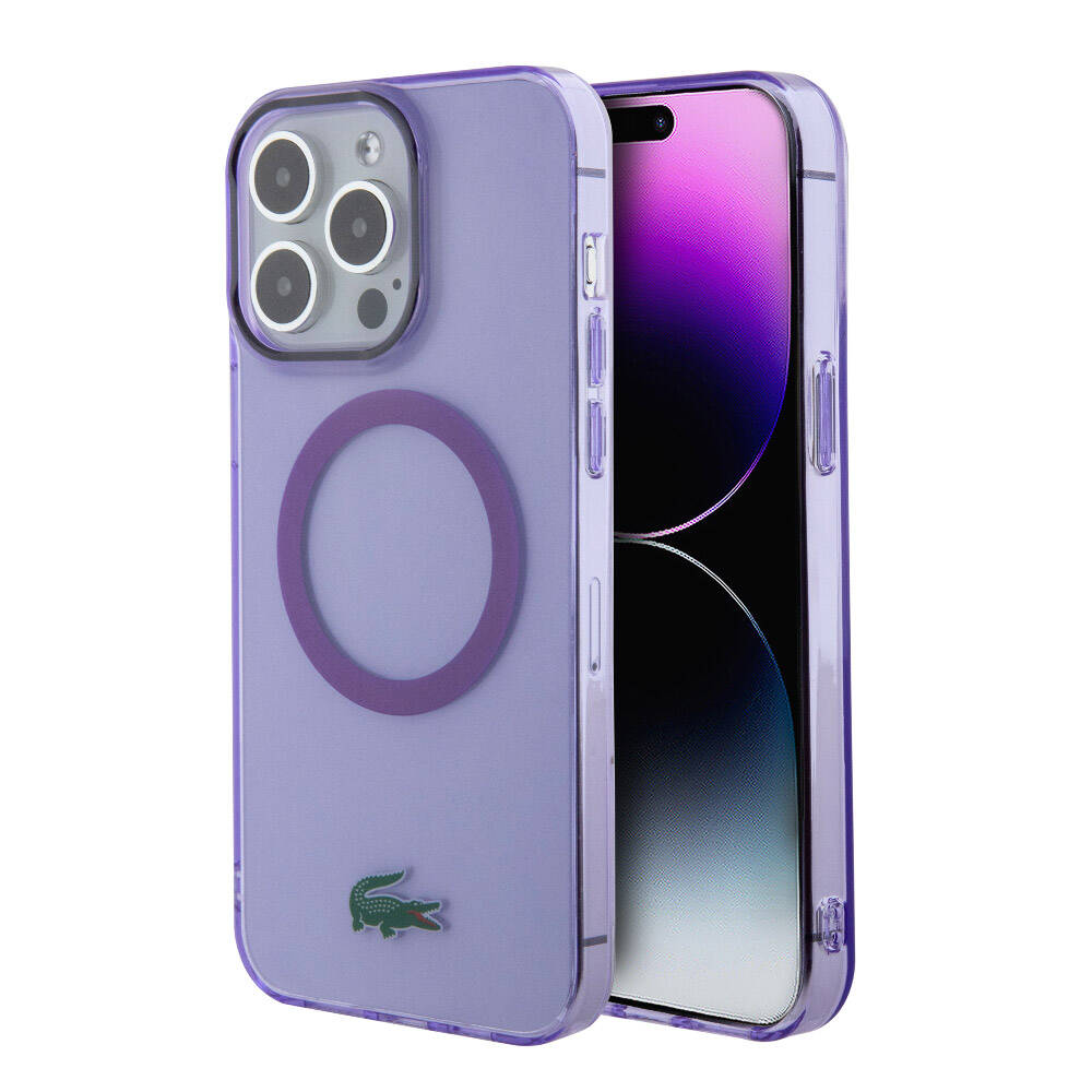 Lacoste iPhone 15 Pro Max Orjinal Lisanslı Magsafe Şarj Özellikli İkonik Timsah Logolu Hard Parme Telefon Kılıfı - 1