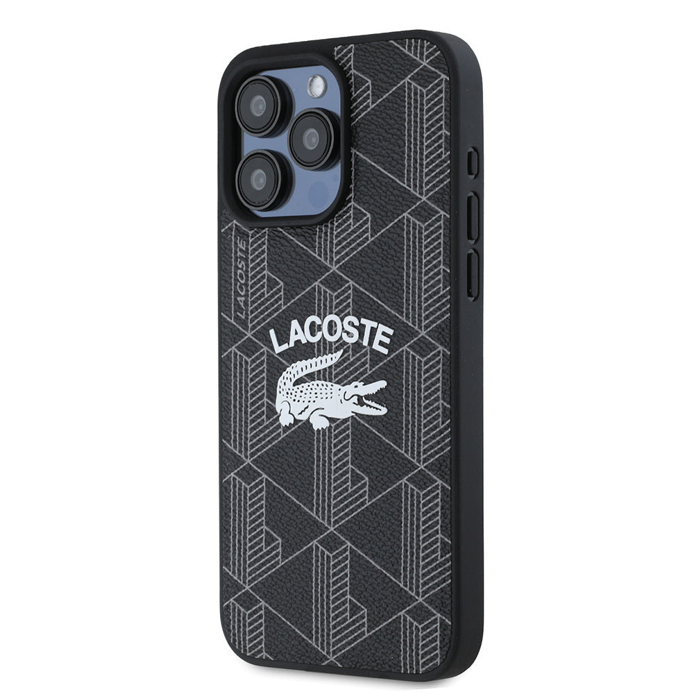 Lacoste iPhone 15 Pro Max Orjinal Lisanslı M-safe Şarj Özellikli Mono Vintage Logo Kılıf