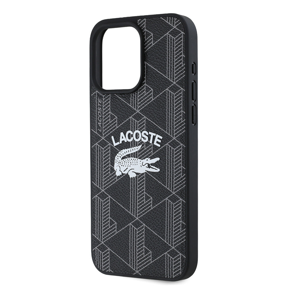 Lacoste iPhone 15 Pro Max Orjinal Lisanslı M-safe Şarj Özellikli Mono Vintage Logo Kılıf