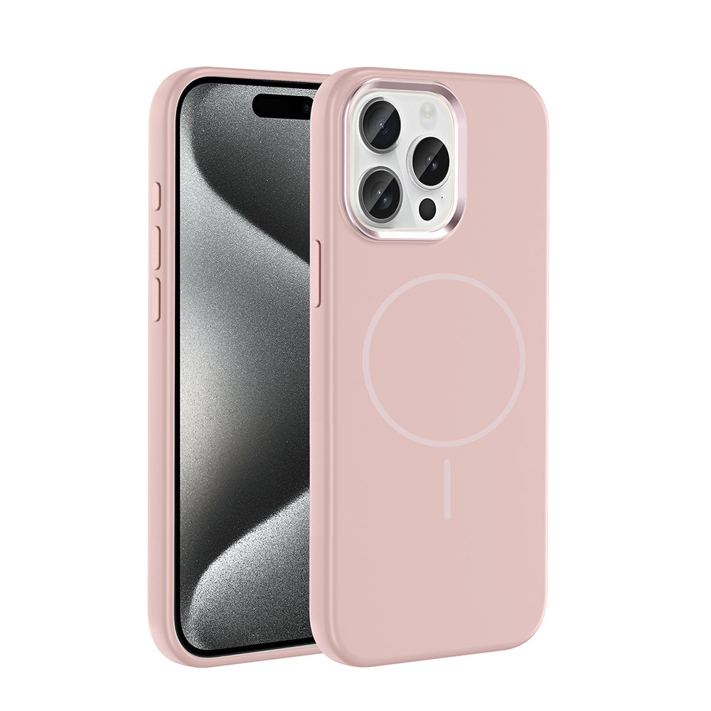 Cepax iPhone 15 Pro Max M-Safe Şarj Özellikli Metal Kamera Çerçeveli Edi Silikon Kılıf