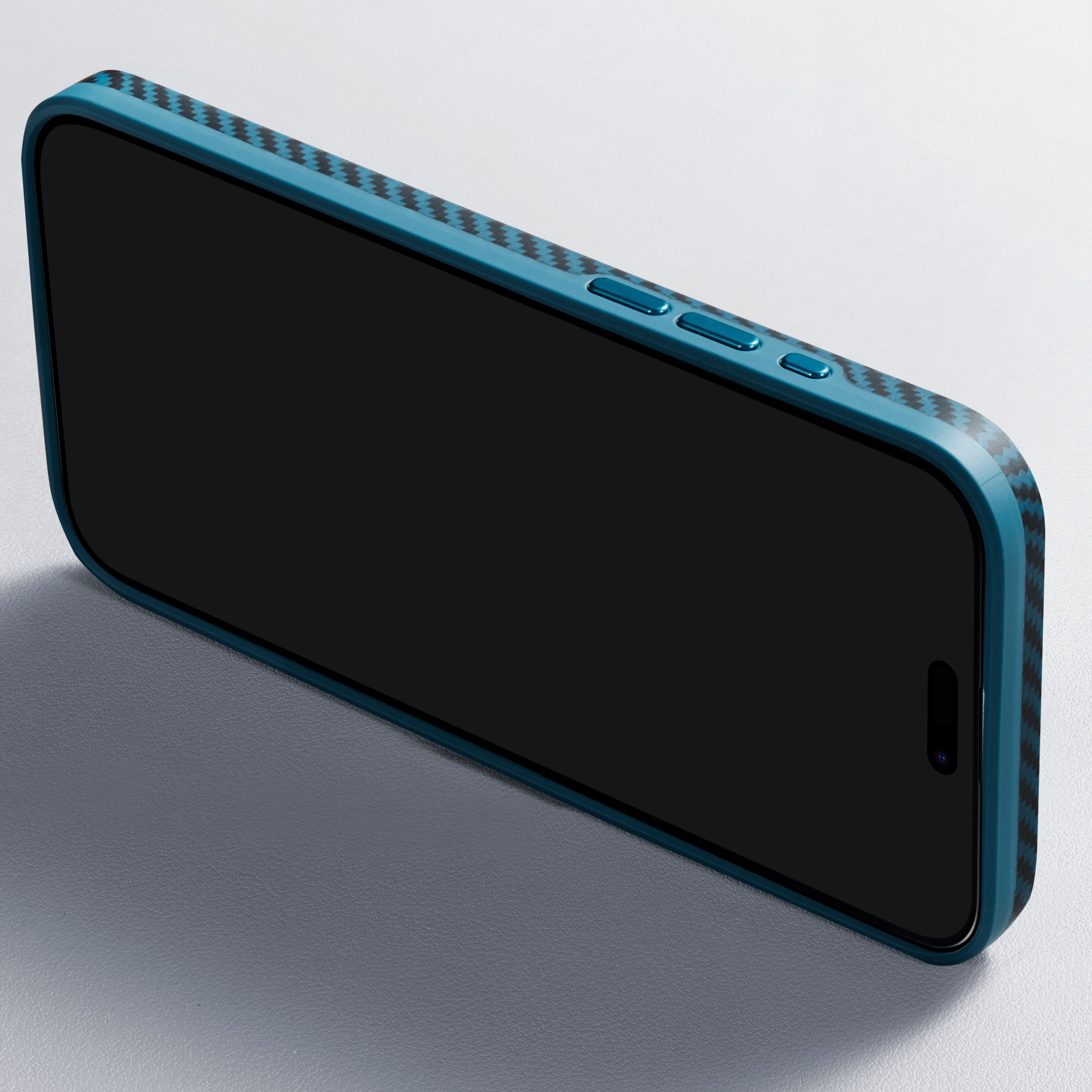 Pitaka Military-Grade Classic Serisi iPhone 15 Pro Max M-safe Şarj Özellikli 1500D Aramid Fiber Black-Grey Twill Kılıf