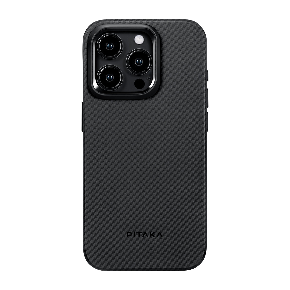 Pitaka Military-Grade Classic Serisi iPhone 15 Pro Max Kılıf M-safe Şarj Özellikli 600D Aramid Fiber Black-Grey Twill Kılıf