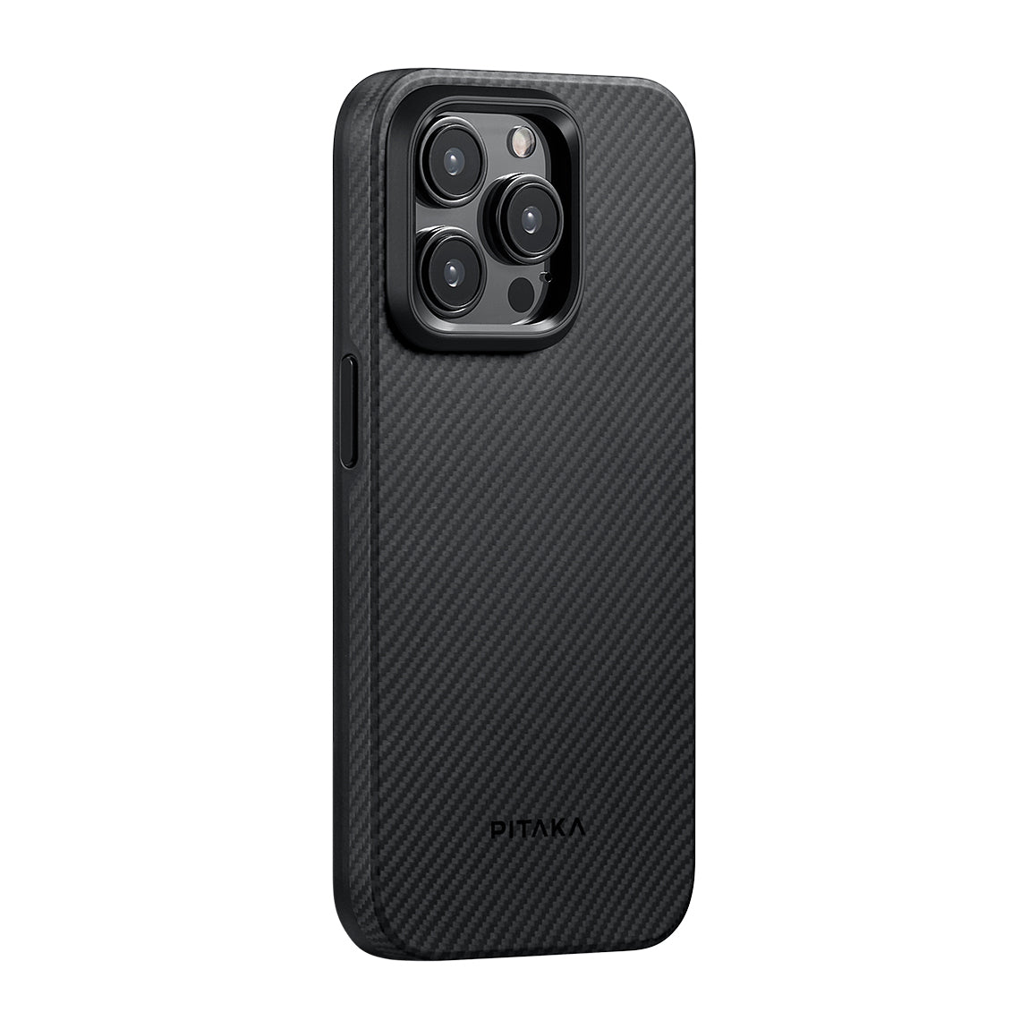 Pitaka Military-Grade Classic Serisi iPhone 15 Pro Max Kılıf M-safe Şarj Özellikli 600D Aramid Fiber Black-Grey Twill Kılıf
