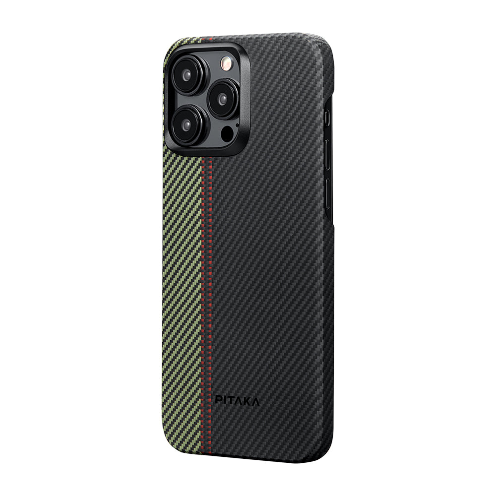 Pitaka Tactile Woven Orchestra Serisi iPhone 15 Pro Max M-safe Şarj Özellikli 600D Aramid Fiber Overture Kılıf