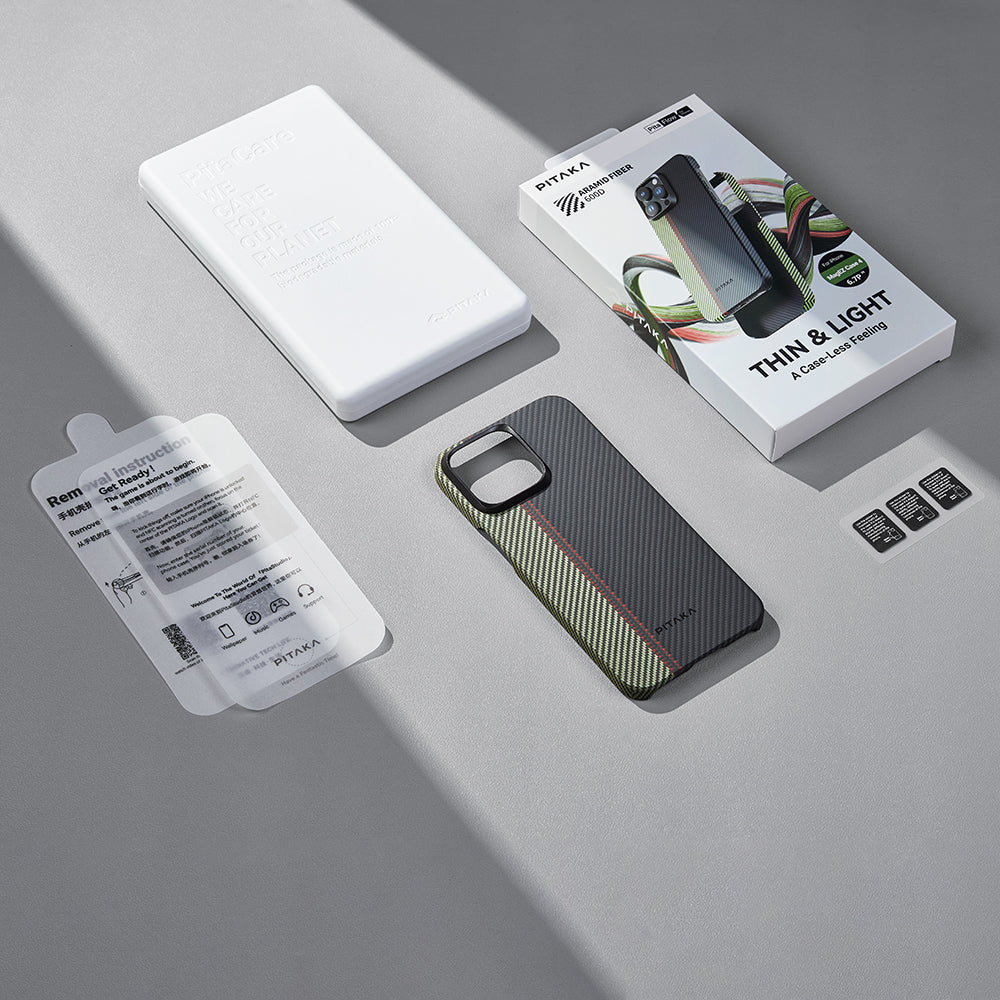 Pitaka Tactile Woven Orchestra Serisi iPhone 15 Pro Max M-safe Şarj Özellikli 600D Aramid Fiber Overture Kılıf