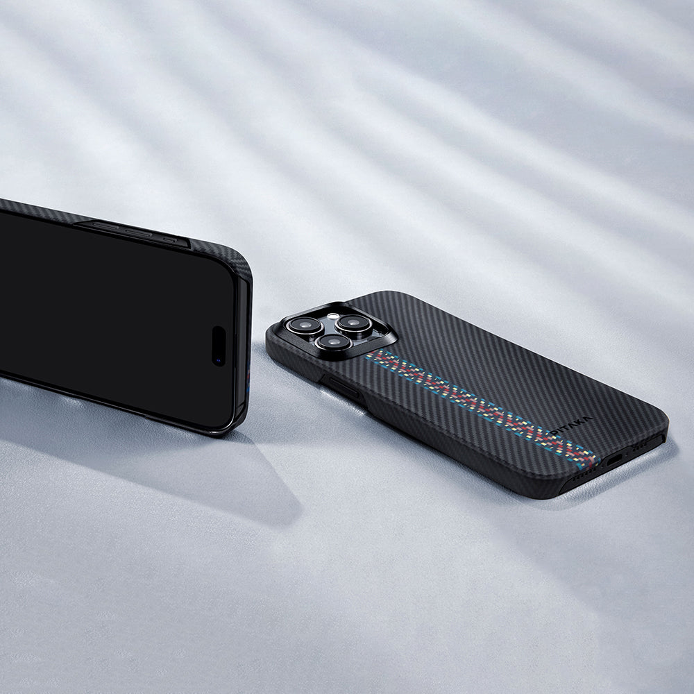 Pitaka Tactile Woven Orchestra Serisi iPhone 15 Pro Max M-safe Şarj Özellikli 600D Aramid Fiber Rhapsody Kılıf