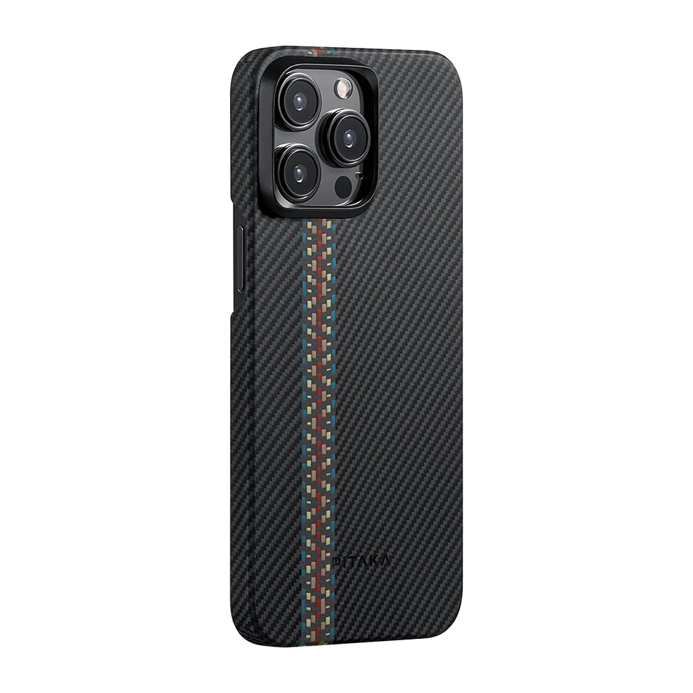 Pitaka Tactile Woven Orchestra Serisi iPhone 15 Pro Max M-safe Şarj Özellikli 600D Aramid Fiber Rhapsody Kılıf