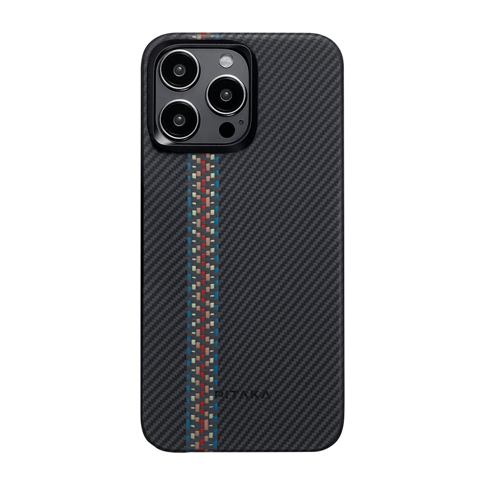 Pitaka Tactile Woven Orchestra Serisi iPhone 15 Pro Max M-safe Şarj Özellikli 600D Aramid Fiber Rhapsody Kılıf