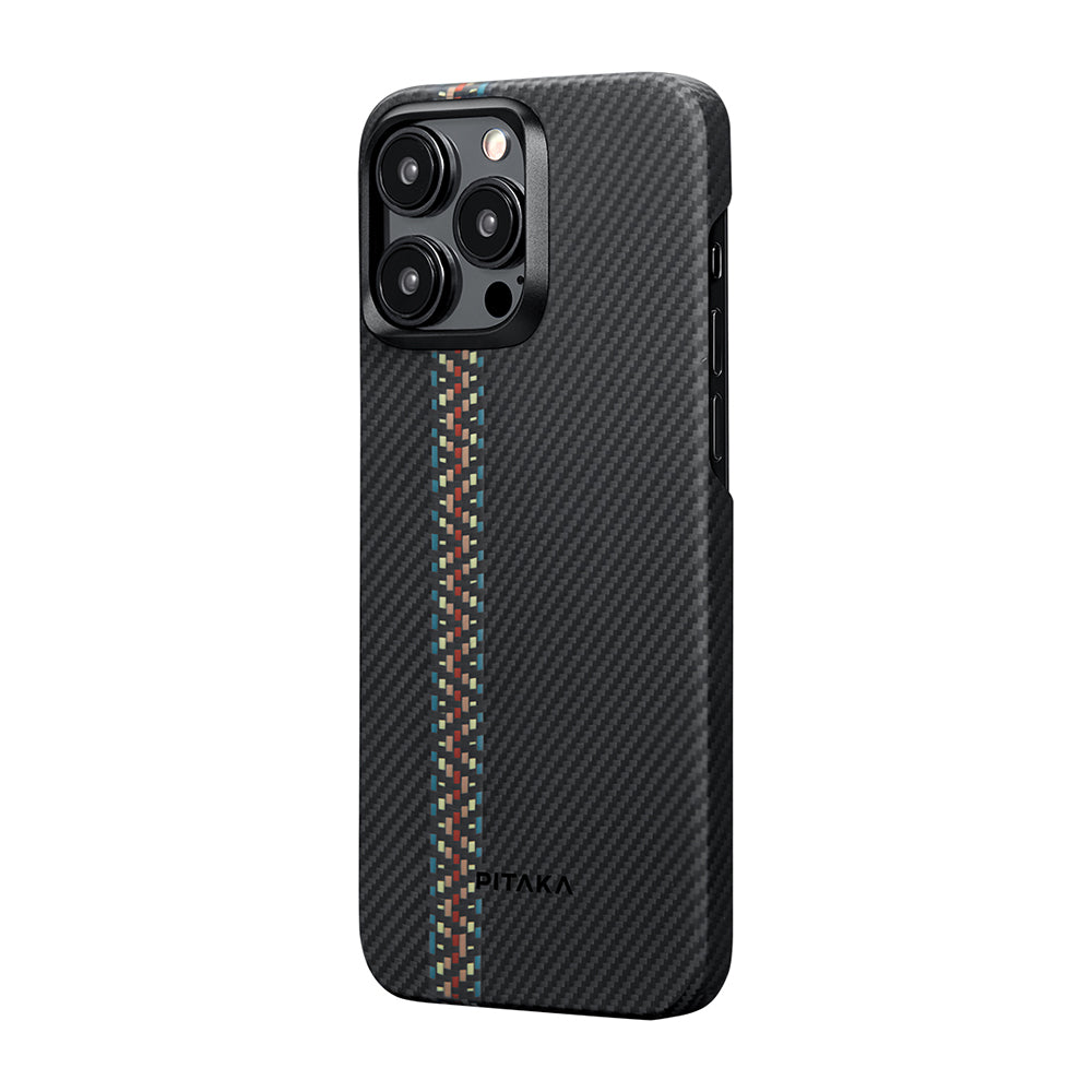 Pitaka Tactile Woven Orchestra Serisi iPhone 15 Pro Max M-safe Şarj Özellikli 600D Aramid Fiber Rhapsody Kılıf