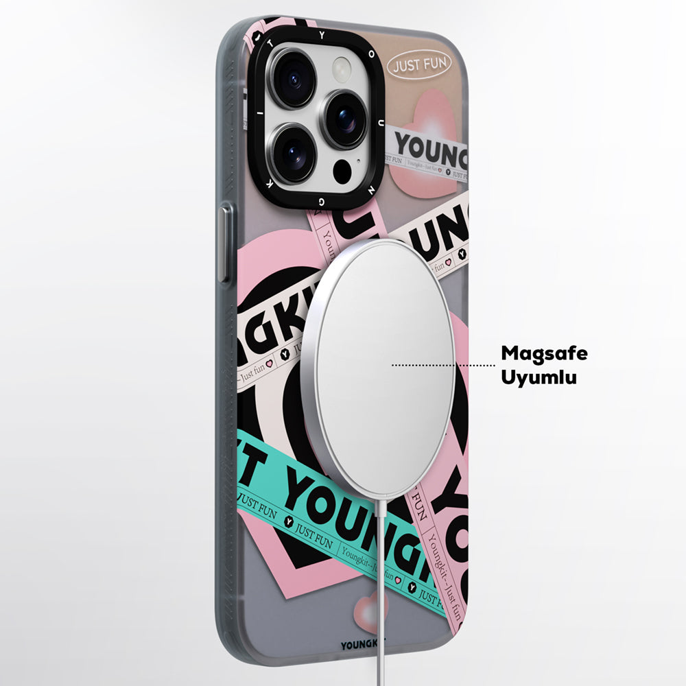 Youngkit Flipped Serisi iPhone 15 Pro Max M-safe Airbagli Çift Katmanlı Kılıf