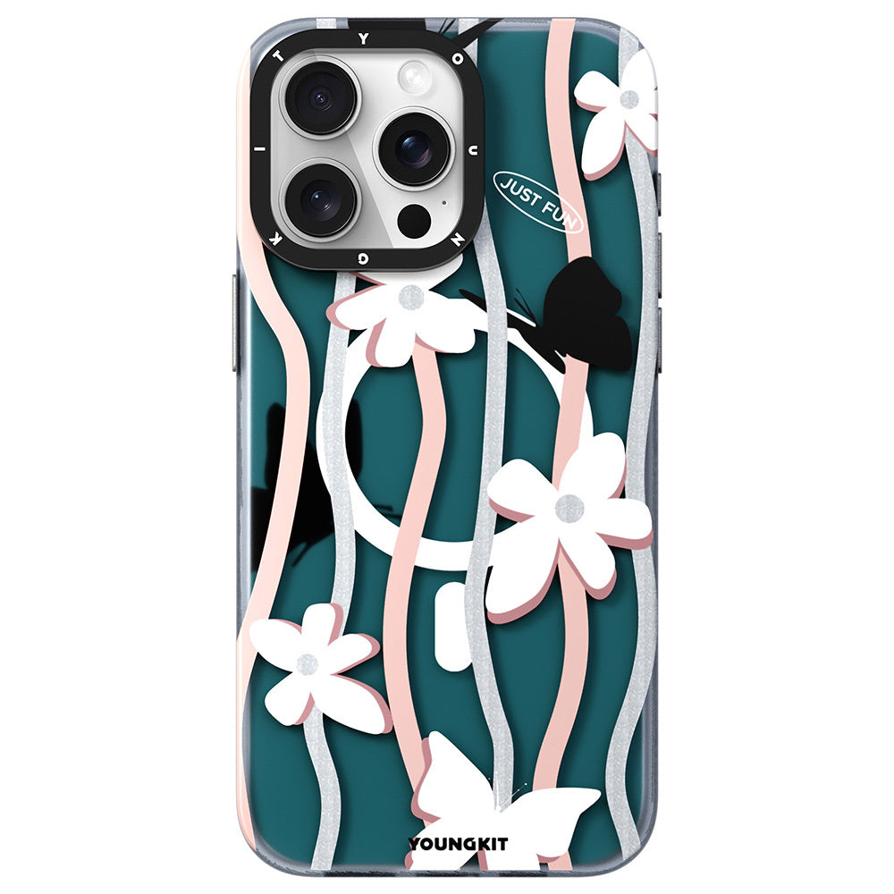 Youngkit Star&Butterfly Serisi iPhone 15 Pro Max M-safe Airbagli Çift Katmanlı Kılıf