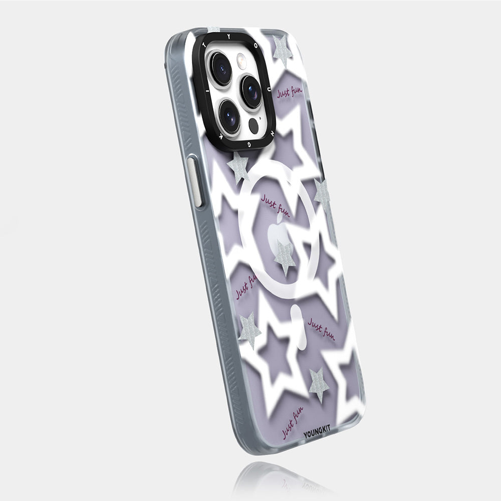 Youngkit Star&Butterfly Serisi iPhone 15 Pro Max M-safe Airbagli Çift Katmanlı Kılıf