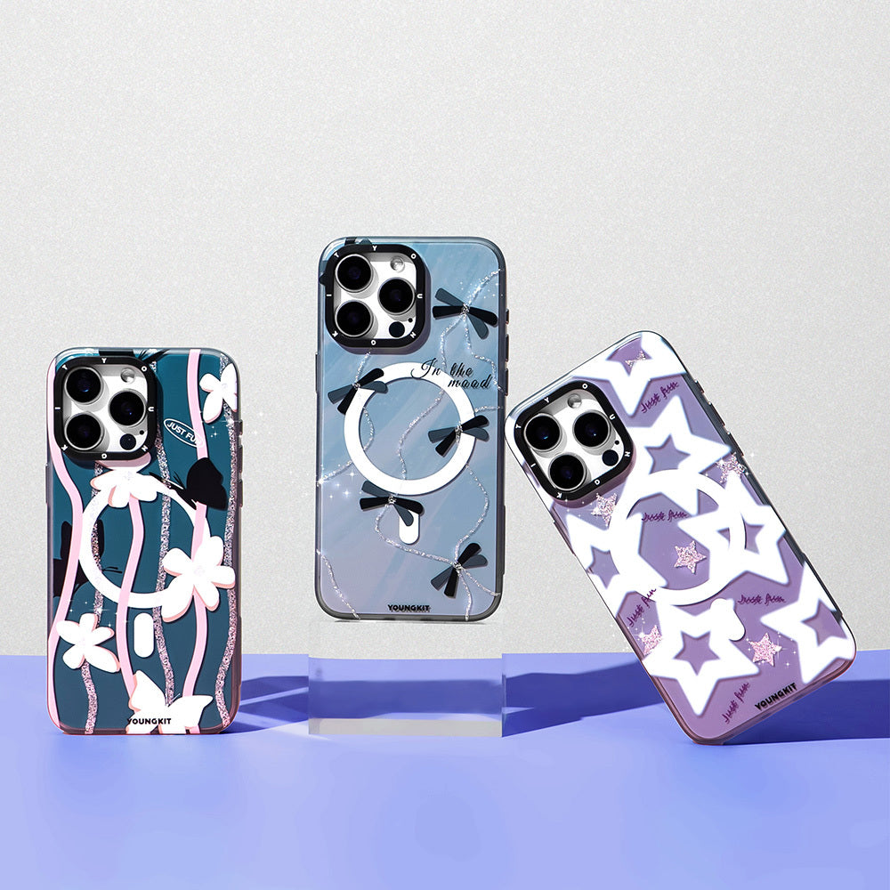 Youngkit Star&Butterfly Serisi iPhone 15 Pro Max M-safe Airbagli Çift Katmanlı Kılıf