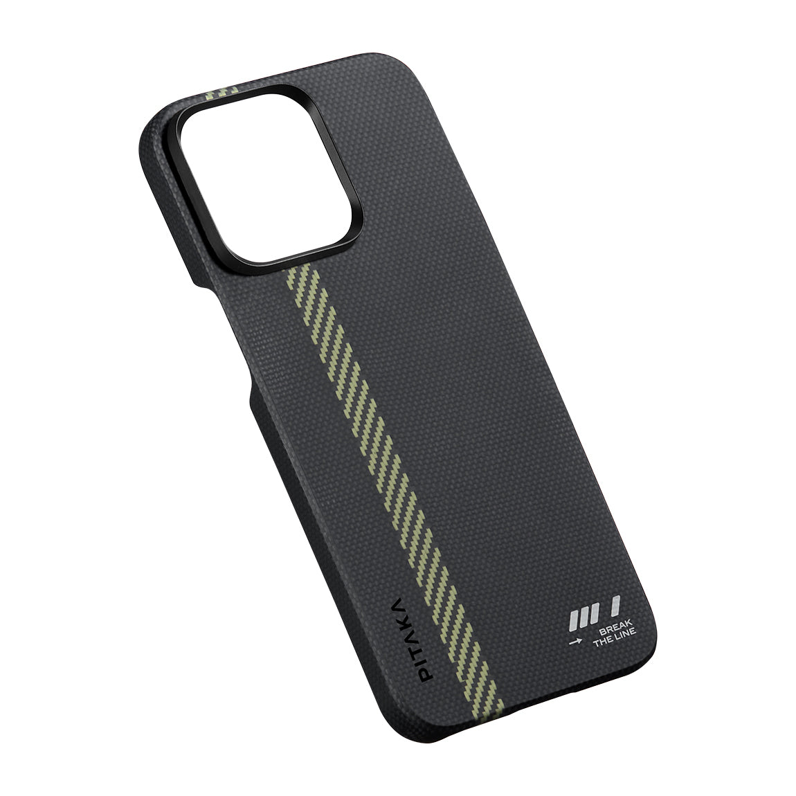 Pitaka Tactile Woven iPhone 15 Pro Max M-safe Şarj Özellikli Aramid Fiber Break The Line Kılıf