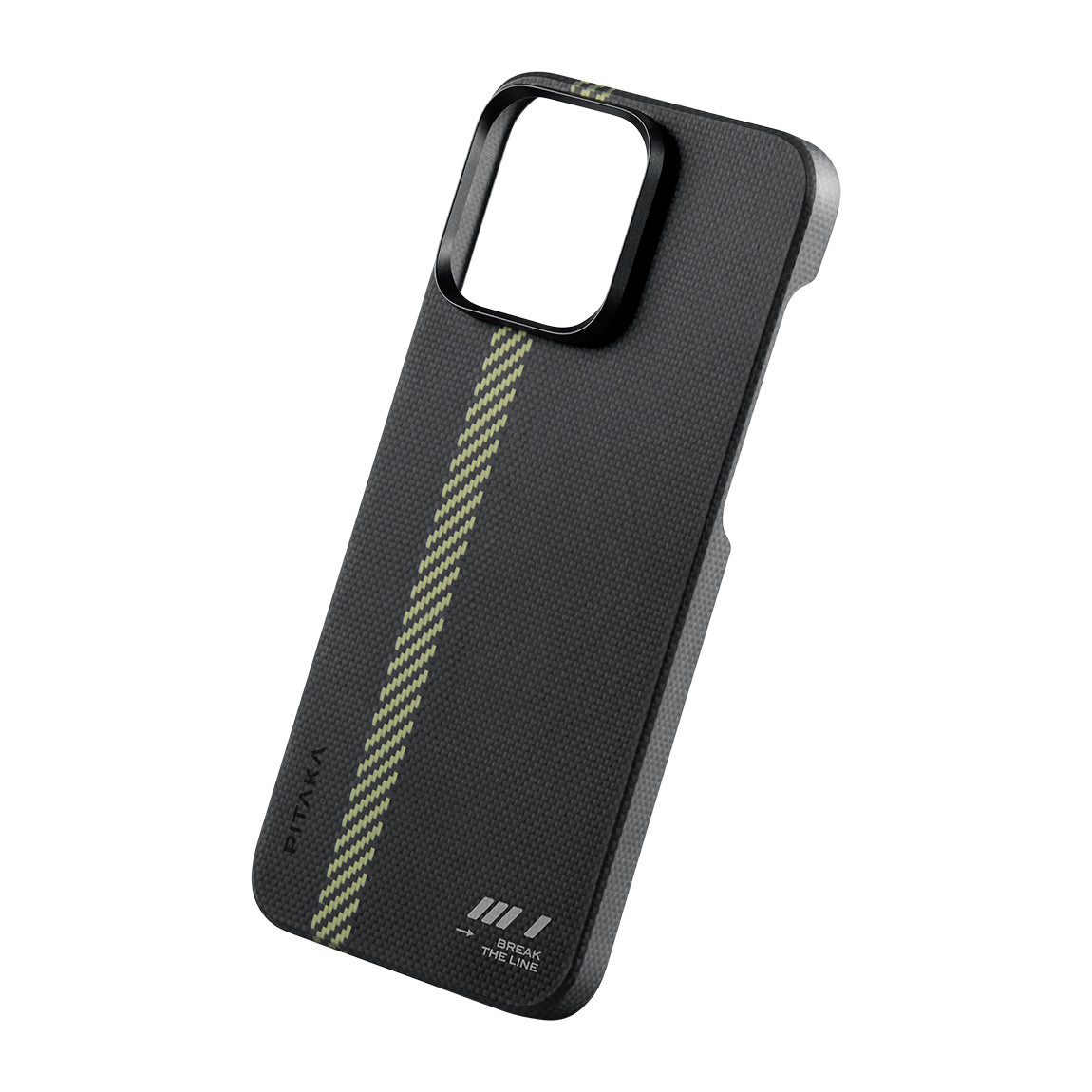 Pitaka Tactile Woven iPhone 15 Pro Max M-safe Şarj Özellikli Aramid Fiber Break The Line Kılıf