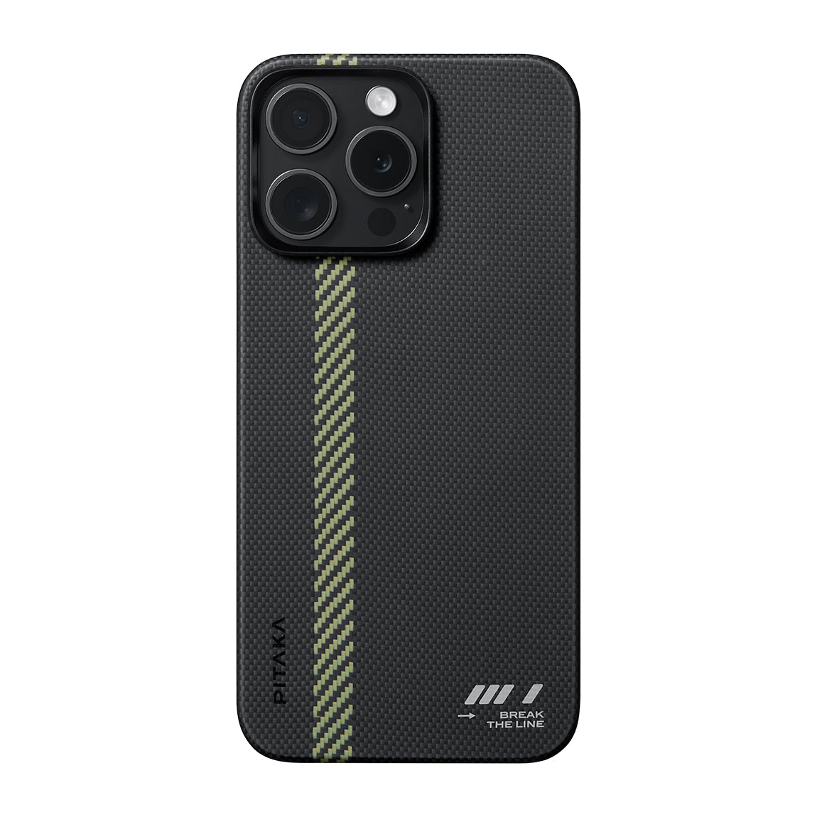 Pitaka Tactile Woven iPhone 15 Pro Max M-safe Şarj Özellikli Aramid Fiber Break The Line Kılıf