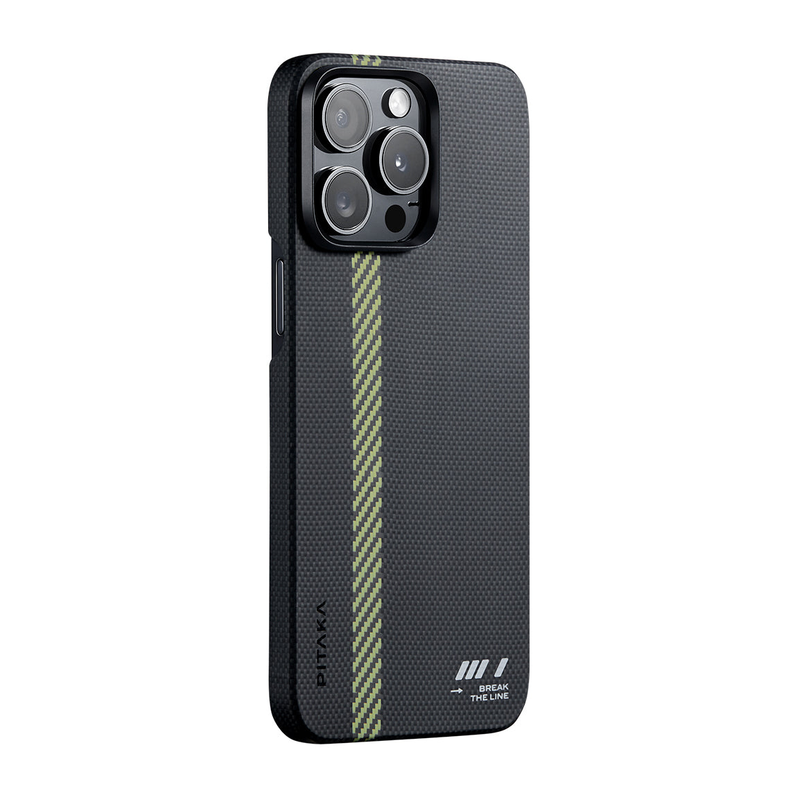 Pitaka Tactile Woven iPhone 15 Pro Max M-safe Şarj Özellikli Aramid Fiber Break The Line Kılıf