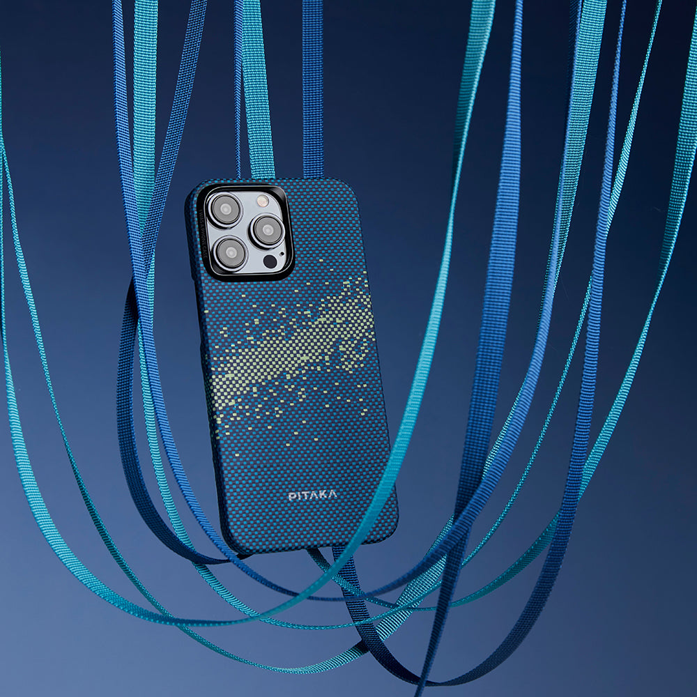 Pitaka Tactile Woven Starpeak Serisi iPhone 15 Pro Max M-safe Şarj Özellikli Aramid Fiber Milky Way Galaxy Kılıf