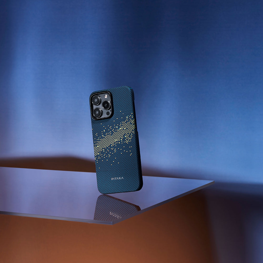Pitaka Tactile Woven Starpeak Serisi iPhone 15 Pro Max M-safe Şarj Özellikli Aramid Fiber Milky Way Galaxy Kılıf