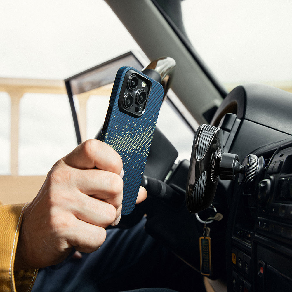 Pitaka Tactile Woven Starpeak Serisi iPhone 15 Pro Max M-safe Şarj Özellikli Aramid Fiber Milky Way Galaxy Kılıf