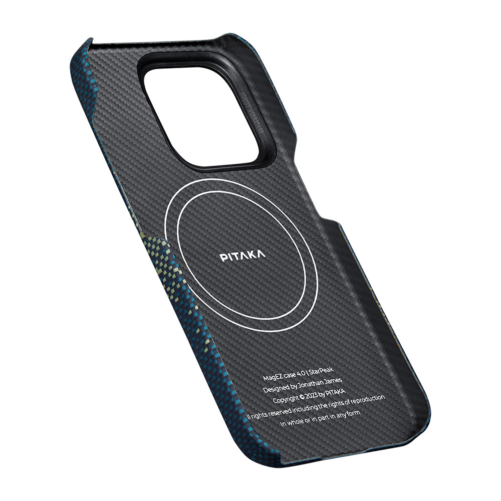 Pitaka Tactile Woven Starpeak Serisi iPhone 15 Pro Max M-safe Şarj Özellikli Aramid Fiber Milky Way Galaxy Kılıf