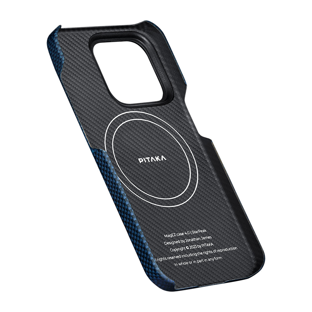 Pitaka Tactile Woven Starpeak Serisi iPhone 15 Pro Max M-safe Şarj Özellikli Aramid Fiber Over The Horizon Kılıf